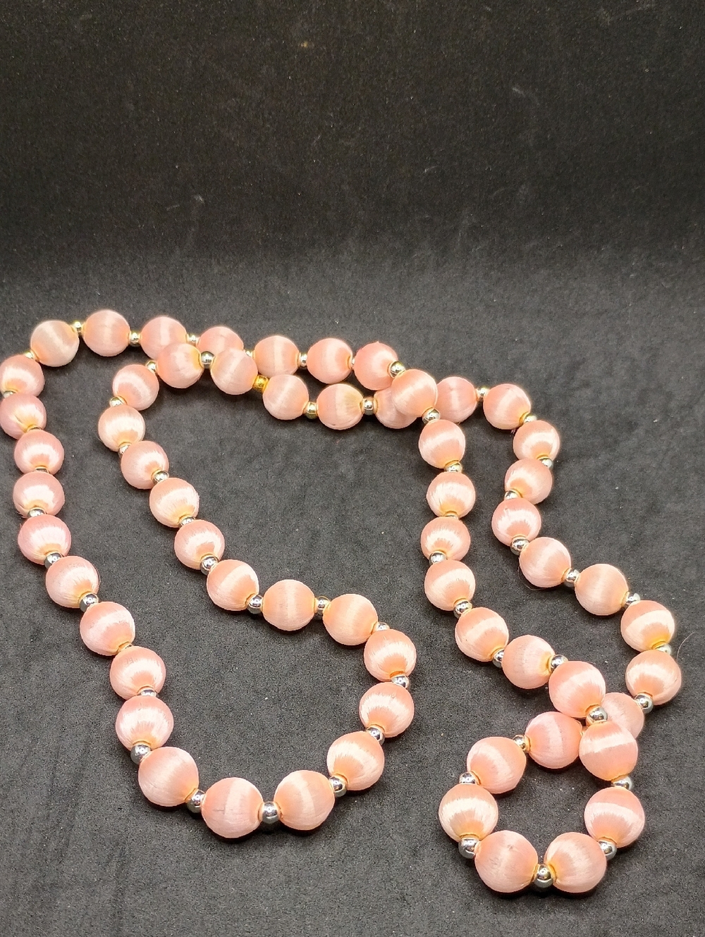 Vintage Rose-Bead Necklace with Gold Spacers